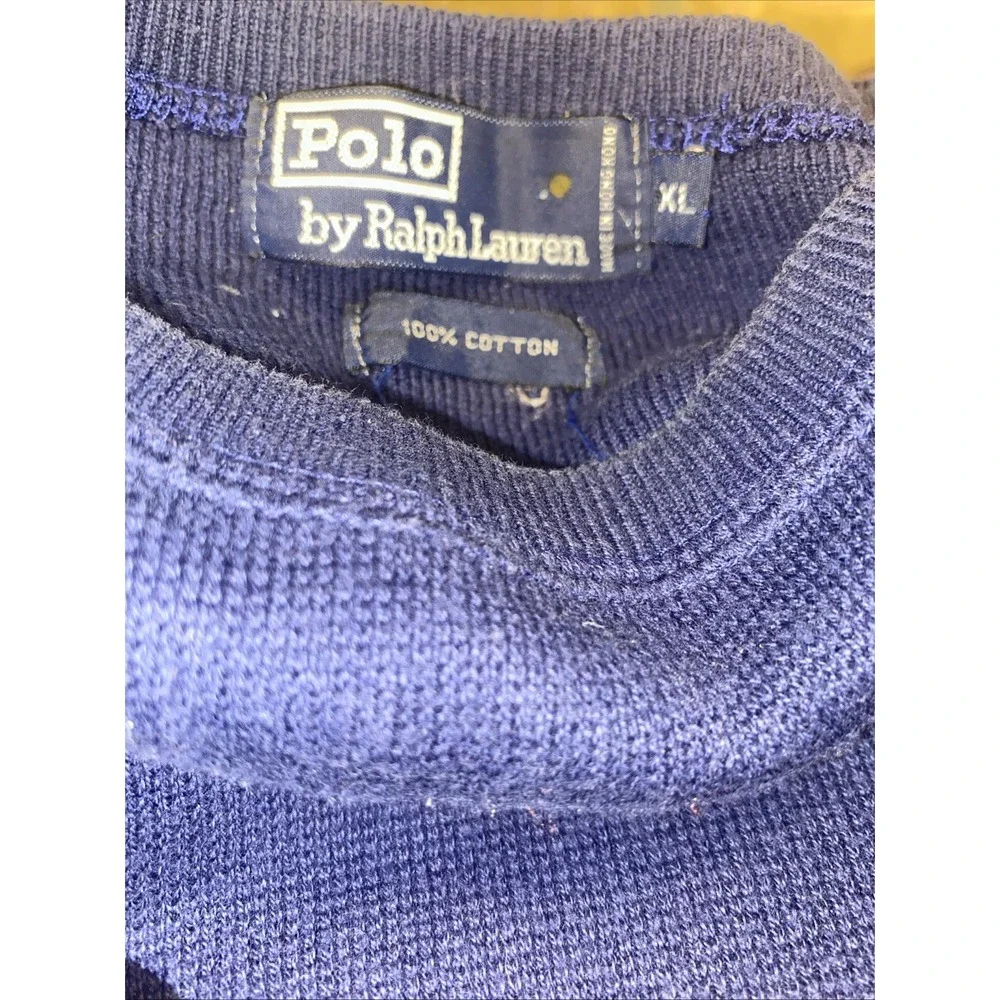 Polo‎ Ralph Lauren Crew Neck Long Sleeve Sweater Men XL Blue With Red Pony